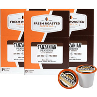 Fresh Roasted Coffee, Tanzanian Peaberry, Light Roast, Kosher, K-Cup Compatible, 72 Pods