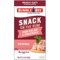 Bumble Bee Snack On The Run Ham Salad With Crackers Kit, 3.5 Oz (Pack Of 12) - Ready To Eat, Spoon Included - Shelf Stable & Convenient Protein Snack