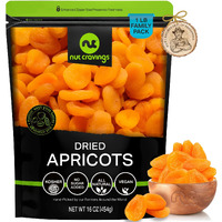 Nut Cravings Dry Fruits - Sun Dried Turkish Apricots, No Sugar Added (16Oz - 1 Lb) Packed Fresh In Resealable Bag - Sweet Snack, Healthy Food, All Natural, Vegan, Kosher Certified