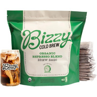 Bizzy Organic Cold Brew Coffee | Espresso Blend | Coarse Ground Coffee | Medium-Dark Roast | Micro Sifted | Specialty Grade | 100% Arabica | Brew Bags | 12 Count | Makes 42 Cups