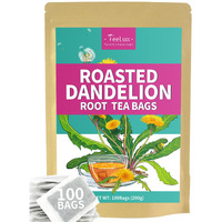 Teelux Roasted Dandelion Root Tea Bags, Premium Natural Dandelion Root Herbal Tea, Caffeine Free, 100 Tea Bags