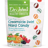 Dr. Johns Sugar Free Candy, Healthy Hard Candy With Zero Sugar, Low Calorie Snacks, Keto Friendly, Vegan, Gluten Free, Creamsicle Swirl, 100 Count, 1 Lb