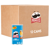 Pringles Potato Crisps Chips, Lunch Snacks, On-The-Go Snacks, Grab N' Go, Salt And Vinegar (12 Cans)