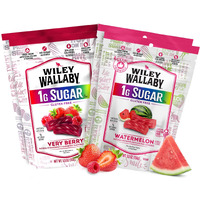 Wiley Wallaby Low Sugar Gluten Free Licorice | Soft Chewy Licorice | Watermelon And Very Berry Flavors | 5.5 Ounce | 4 Pack