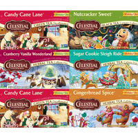 Celestial Seasonings Holiday Tea Sampler Herbal Variety Pack, Caffeine Free, 18 Tea Bags Box, (Pack Of 6)