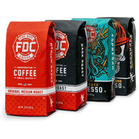 Fire Department Coffee - Gives Back To Firefighters - Rescue Variety Pack - Ground Coffee - Original Medium Roast, Dark Roast, Shellback Espresso, & Skull Crushing Espresso - Veteran Owned (12 Oz, Pack Of 4)