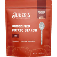 Judees Unmodified Potato Starch 4 Lb - Just One Ingredient - Great For Breading, Thickening, Cooking, And Baking - 100% Non-Gmo, Gluten-Free, And Nut-Free - Resistant To High Temperatures