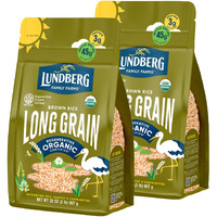 Lundberg Brown Rice, Organic Long Grain Rice - Non-Sticky, Fluffy Whole Grain Rice For Healthy Meals, Vegan Food, Gluten-Free Rice Grown In California, 32 Oz (Pack Of 2)