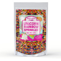 Unpretentious Unicorn Rainbow Sprinkles, 1.5 Lbs., Rainbow Jimmies, Gluten-Free, Clear Resealable Bag