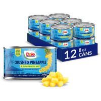 Dole Canned Fruit, Crushed Pineapple In 100% Pineapple Juice, Gluten Free, Pantry Staples, 8 Oz, 12 Count, Packaging May Vary