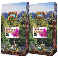 Java Planet Organic, Peru Single Origin Medium Dark Roast, Smooth Full Flavored Organic Coffee Beans, Low Acid, Whole Bean Coffee, Smithsonian Bird Friendly Two 1Lb Bags