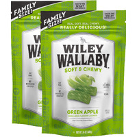 Wiley Wallaby Licorice 24 Ounce Classic Gourmet Soft & Chewy Australian Green Apple Licorice Candy Twists, 2 Pack