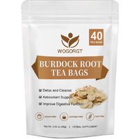 Burdock Root Tea - Natural Burdock Root Herbal Tea Bags For Liver Support, Antioxidant, Digestion And Immune Support, Caffeine Free - 40 Tea Bags