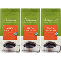 Teeccino Maca Chocolat   Chicory Coffee Alternative - Ground Herbal Coffee Thats Prebiotic, Caffeine Free & Acid Free, Dark Roast, 11 Ounce (Pack Of 3)