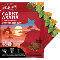 Field Trip Grass Fed Beef Jerky, Healthy Gluten Free Snacks, All Natural, High Protein, Low Carb Snack With No Nitrates, 2.2Oz, 4 Pack, Carne Asada