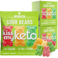 Kiss My Keto Gummies Candy - Low Carb Candy Sour Bears, Keto Snack Pack - Healthy Candy Gummys - Vegan Candy, Keto Gummy Candy - Keto Candy Gummies (16-Pack)