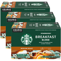 Starbucks Coffee K-Cup Pods, Breakfast Blend Medium Roast, Ground Coffee K-Cup Pods For Keurig Brewing System, 10 Ct K-Cup Pods Per Box (Pack Of 3 Boxes)