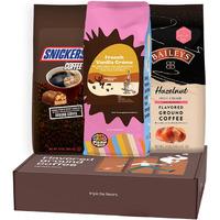 Perfect Samplers Flavored Ground Coffee Gift Box Variety Pack, Snickers, Baileys Hazelnut, French Vanilla, Medium Roast Ground Coffee Sampler, 3 Pack