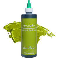 Chefmaster Avocado Liqua-Gel Food Coloring | Vibrant Color | Professional-Grade Dye For Icing, Frosting, Fondant | Baking & Decorating | Fade-Resistant | Easy-To-Use | Made In Usa | 10.5 Oz