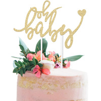 Merry Expressions ""Oh Baby"", Gold Oh Baby Cake Topper, Baby Shower Cake Topper Girl, Gender Reveal Cake Topper, Baby Reveal, Boho Baby Shower Decorations