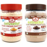 Betty Lou's 100% Organic Powdered Peanut Butter Variety Pack (1) Regular & (1) Chocolate, 6.35 Oz | Gluten Free, Vegan, Low Calorie, High Protein | Deliciously Healthy Nut Butter | Just Add Water