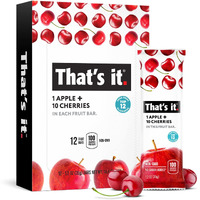 That's It. Apple + Cherry 100% Natural Real Fruit Bar, Best High Fiber Vegan, Gluten Free Healthy Snack, Paleo For Children & Adults, Non Gmo No Sugar Added, No Preservatives Energy Food (12 Pack)