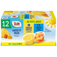 Dole Fruit Bowls Pineapple Tidbits & Tropical Fruit In 100% Juice Snacks, 4Oz 12 Total Cups, Gluten & Dairy Free, Bulk Lunch Snacks For Kids & Adults
