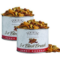 Feridies Honey Cheddar 5 O'Clock Crunch Snack Mix - 14Oz Vacuum Sealed Tins (Pack Of 2)