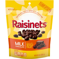 Raisinets, Milk Chocolate Covered California Raisins, 8.0 Oz Resealable Bag, Bulk 8 Pack