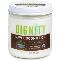 Dignity Coconuts Raw Coconut Oil - 100% Organic Unrefined Coconut Oil - 15 Fl Oz Glass Jar - Centrifuge Extracted