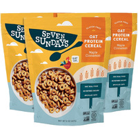 Seven Sundays Oat Protein Cereal, Maple Cinnamon, 8 Oz Bag (Pack Of 3), Gluten Free, 5G Upcycled Protein, 0G Refined Sugar, Crunchy Sweet Snack