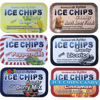 Ice Chips Xylitol Candy 6 Tins (Variety Pack); Low Carb, Gluten Free - Includes Ice Chips Band As Shown