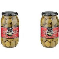 2 Pack Of Tassos All Natural Double Stuffed Jalapeno And Garlic Super Mammoth Olives (2X35.27 Oz.)