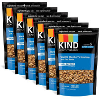 Kind Healthy Grains Granola, Healthy Snack, Vanilla Blueberry Granola With Flax Seeds, Snack Mix, 11 Oz (6 Bags)