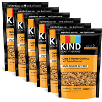 Kind Healthy Grains Granola, Healthy Snack, Oats & Honey Granola With Toasted Coconut, Snack Mix 11 Oz (Pack Of 6)