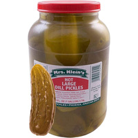 Mrs. Kleins Large Hot Pickles | Bold Spicy Dill Pickle Snack | Spicy Giant Dill Pickles Made With Natural Ingredients | Kosher, Low Carb, Gluten Free & Vegan | Wholesale Hot Pickles 128 Fl Oz Jar