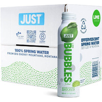 Just Bubbles Lime - Pure Premium Sparkling Spring Water In A Fully Recyclable Reusable Eco-Friendly Bottle - 100% Mountain-Sourced Carbonated Water With Naturally Occurring Minerals, 16 Fl Oz (Pack Of 12)