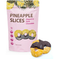 Premium All Natural Real Rich Dark Chocolate Dipped Tropical Pineapple Dried Fruit Slices 7Oz Non Gmo, No Added Colors Healthy Snacks Resealable Bag (1-Pack)