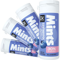 Dc24 Daily Care Xylitol Erythritol Mints, No Aspartame Sugar Free Hard Candy, Low-Calorie, Dry Mouth Drops Keto Blueberry 30 Pieces (Pack Of 4)