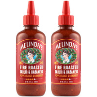 Melindas Fire Roasted Garlic & Habanero Hot Sauce - Craft Hot Sauce With Slow Roasted Garlic, Roasted Habanero Peppers, Lime Juice - Richy & Smoky Habanero Hot Sauce 12Oz, 2 Pack