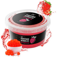 Strawberry Popping Boba Pearls, Premium Boba Popping Pearls With Real Fruit Juice, Bursting Boba Pearls Popping Bubbles Instant Tapioca Pearls Bubble Tea Kit, Boba Tea Kit For Kids (1 Pack X 17Oz)