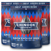 Chinook Seedery Roasted Sunflower Seeds - Jumbo Seeds Keto Snacks - Best For Snack Packs - Gluten Free, Non Gmo Snack Food Gifts - 4 Ounce (Pack Of 3) - Smokehouse Bbq Flavor Pack