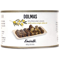 Emirelli Dolmas Stuffed Grape Leaves With Rice, Mediterranean Herbs In Extra Virgin Olive Oil - Super Tasty Ready To Eat Vegan Rolls - Traditional Turkish Recipe - Dolmades Can