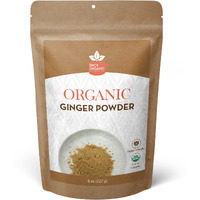 Spicy Organic Ginger Root Powder - 8 Oz. - Freshly Ground From Raw, Indian Ginger, Dried Spice For Baking, Beverages And Cooking - 100% Pure, Usda Certified Organic Ginger - Non-Gmo & Kosher