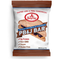 Betty Lou's Pb&J Bars | Peanut Butter & Blueberry Snack Bars | Gluten Free, Vegan, Non Gmo | Deliciously Healthy Snacks | Individually Wrapped, 2 Oz. Each (12 Pack)