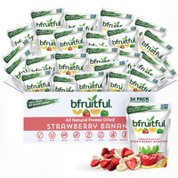 Bfruitful Freeze-Dried Strawberry Banana, Freeze Dried Fresh Fruit Bites, Gluten Free, Vegan, Dairy Free, Kosher, No Sugar Added, Non Gmo, Healthy Snacks For Kids Or Adults, Single Packs, 24 Pack