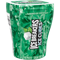 Ice Breakers Ice Cubes Spearmint Sugar Free Chewing Gum Bottle, 3.24 Oz (40 Pieces)