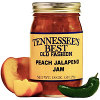 Tennessees Best Old Fashion Style Jalapeno Jams | Handcrafted With Simple Ingredients | Small Batch Made- 18 Oz Resealable Glass Jar (Peach Jalapeno Jam)