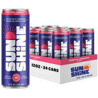 Sunshine Sparkling Energy Drink, Tropical Pineapple With Daily Essential Vitamins, 360Mg Of Electrolytes, 70Mg Of Natural Caffeine, 12 Fl Oz (Pack Of 24)