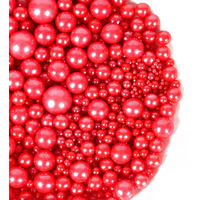 Kasvan Red Pearl Sugar Sprinkles - Edible Candy Pearls 130G/4.58 Oz, Mix Size, Baking Cake Decorations, Ice Cream Toppings And Cookie Decorating, Wedding Party Chirstmas Supplies